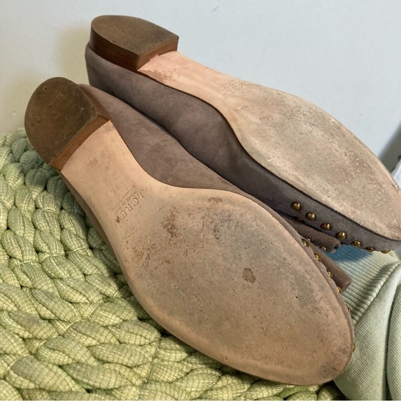 J. Crew Kiki Gold Studded Bow Warm Fig Gray Suede Ballet Flats - Picture 8 of 8